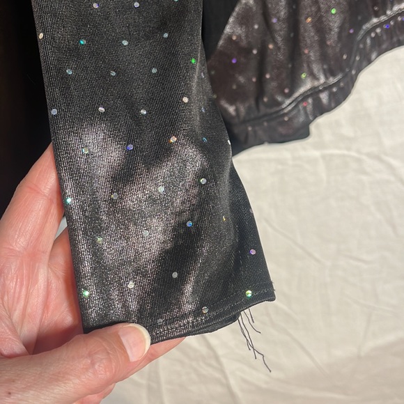 Revolution Dancewear Costume Large Adult LA Black Silver Sequins Short Unitard - Picture 7 of 14